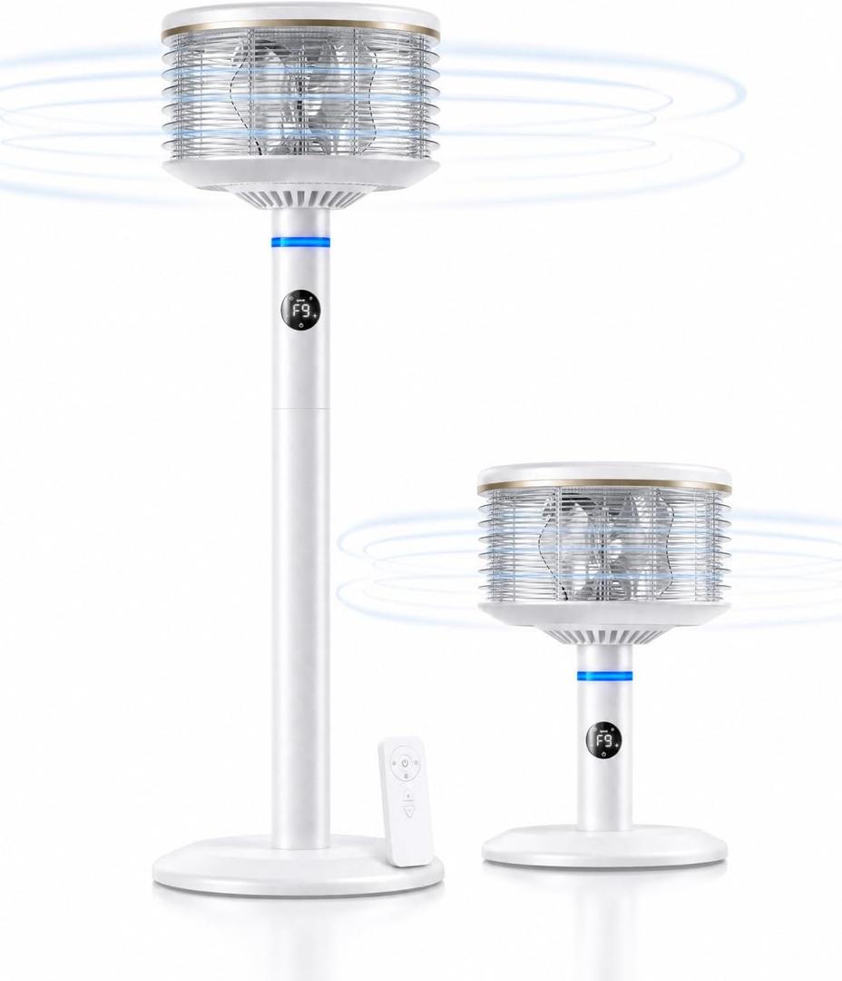 Spin360 360 Fan, Height-Adjustable Floor & Table Fan with Aromatherapy Scent Pods, Whisper-Quiet, Touchscreen, 9 Speeds, Timer & Ambient Light for Bedroom, Living Room, Office (White)