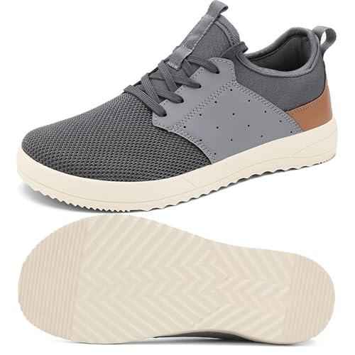 CFVKPT Men's Wide Toe Box Shoes Arch Support Barefoot Dress Sneakers Fashion Comfortable Breathable Casual Shoes (Grey,43)