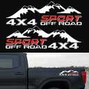 4X4 Off Road Sport with Mountain Pattern Decal Stickers 2Pcs, Fit for All Kinds of Truck Pickup SUV Sedan, with Squeegee 1Pcs, White and Red