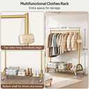 MISSLO Heavy Duty Clothing Rack with Wheels Rolling Clothes Racks for Hanging Clothes, Coats, Garment, Dress, Gold