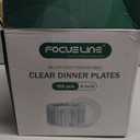 FOCUSLINE 100 Count Clear Plastic Plates 9 Inch, Disposable Heavy Duty Dinner Plates- Premium Hard Plastic Plate Fancy Disposable Clear Plates for Weddings, Parties and Events