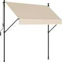 Manual Retractable Awning  78 Non-Screw Outdoor Sun Shade  Adjustable Pergola Shade Cover with UV Protection  100% Polyester Made Outdoor Canopy  Ideal for Any Window or Door Cream