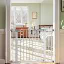 Cumbor 29.7-40.6" Baby Gate for Stairs, Mom's Choice Awards Winner-Dog Gate for Doorways, Pressure Mounted Self Closing Pet Gates for Dogs Indoor, Safety Child Gate with Easy Walk Thru Door, Silver