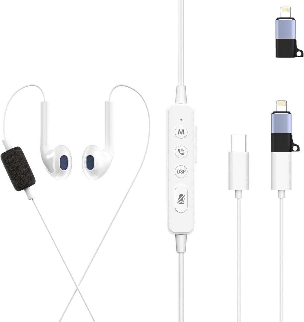 Sound Card Karaoke Headset with in-Ear Monitoring, Voice Changer, Reverberation, Built-in Sound Card, Karaoke Microphone, Portable Karaoke Headphones, Type C HiFi Wired Earbuds for Musician