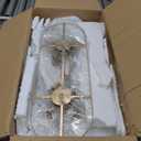 Gold Crystal Chandelier Rectangular Pendant Lighting 8-Light Crystal Chandeliers for Kitchen Island Cloud Glass 2-Tier Light Fixture for Dining Room, Living Room, Kitchen