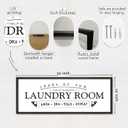 Wash Dry Fold Repeat Wall Decor Art 32"X12" Laundry Room Sign Bathroom Laundry Rules Large Wood Framed Wall Hanging (Black)