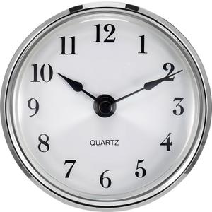 3-1/8 Inch (80 mm) Quartz Clock Fit-up/Insert with Arabic Numeral, Quartz Movement (Silver Trim)