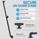 Rectoo Pipe Stair Handrail, 3 Ft Metal Staircase Handrail, Black Galvanized Industrial Iron Hand Rail for Indoor & Outdoor Wall Mount Support, Wall Hand Railing,Safety Handle, Steps Baluster(HR01)