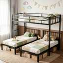 Mixcous Triple Bunk Bed Metal Frame, Twin XL Over Twin & Twin, Black