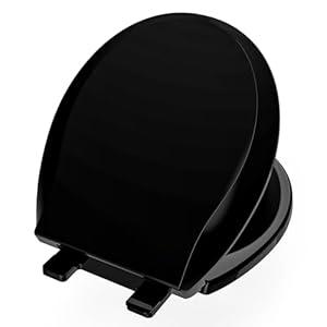 Aünsffer Toilet Seat Black, Toilet Seat Round 16.5 inch Soft Close Quiet, No Slam, Premium PP Material Easy Clean, Black