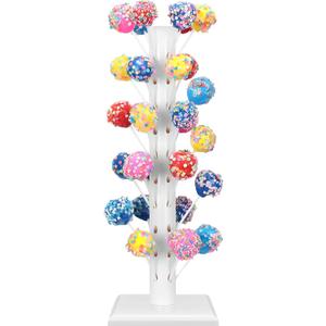 Wood Lollipop Stand, 60 Holes Cake Pop Stand, Tree Lollipop Holder, Lollipop Display Stand, Decorative Candy Table Stand Dessert Stand, White Lollipop Cake Stand for Baby Showers Anniversaries Party (1 PCS)