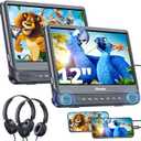 GOnavidio 12" Dual Car DVD Players with HDMI Input, Car TV Screen with Headphones, Mounting Brackets, Support Sync TV/Phone, USB/TF Card, MP4/MKV, Play Same/Different Movies, Dual Speakers, No Battery