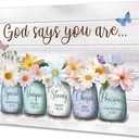 HONGYA Art Motivational Bible Verse Wall Decor: God Says You Are Wall Art Sayings, Framed Inspirational Canvas Christian Wall Art, Christian Gift Quotes Poster for Women Girls 16x20 Inch (BD-A-01)