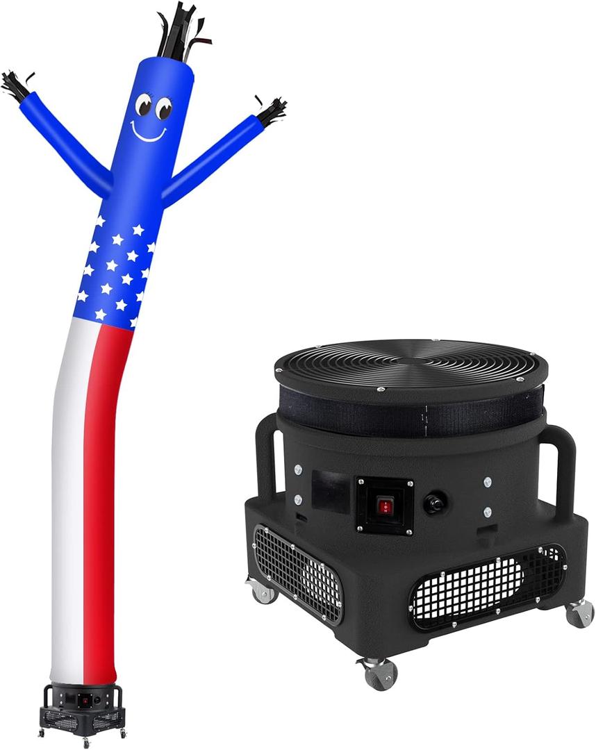 MOUNTO 20ft Air Inflatable Tube Guy Puppet Dancing Man with 1HP Blower Complete Set (US-Flag)