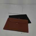 PU Leather A4 File Folder Document Holder 2 Pockets Portfolio Envelope Folder Case with Elastic String 3/4 Inch Expansion (Black&Brown)
