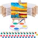 Crtiin Mini Watercolor Paint Set Gifts 4x4" Small Painting Kits Canvas with Easel Paints Brush Art Party and Watercolor Party Favor for School Classroom Birthday(12 Set)