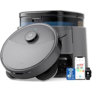 Lefant Robot Vacuum and Mop, 20000Pa Suction, 115℉ Hot Water Mop Washing&Drying,Smart Obstacle Avoidance, All-in-One Dock, 200RPM Spinning Mops, 5G WiFi/Alexa/APP/iWatch Control, M3 Max