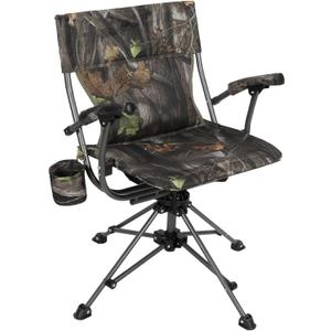 REDCAMP 360 Swivel Hunting Chairs for Ground Blinds, Portable Folding Camo Camping Chairs for Adults Hunting Seats with Hard Arms for Fishing Camping
