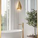 ANDY STAR Gold Bathroom Mirror, 24"x36" Brushed Brass Scalloped Wall Mirror in Stainless Steel Metal Frame, Unique Vanity Mirror with Modern Curved Edge Design, Ideal for Bathroom, Bedroom, Entryway