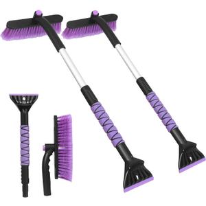 Gardzen 2 Packs 32" Snow Brush and Ice Scraper for Car Windshield, 2-in-1 Car Snow Brush and Ice Scraper, Extendable Snow Scraper with Brush, Snow Removal for Cars SUVs