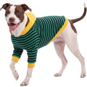 LovinPet Large Dog Pajamas, Cotton Green Stripe Dog Shirt, Pet Pajamas for Dogs, Onesies for Dogs, Stop Shedding for Dogs, Pitbull Shirt, Pet PJ's, 2XL