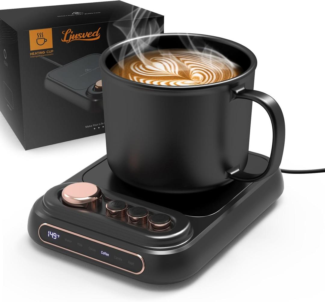 Coffee Mug Warmer & Mug Set, Cup Warmer for Desk with Electric Auto Shut Off, High Performance Self Heating and Warming, 5 Temperature Control Settings & Timer, a Heated Mug Included