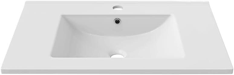 36" Ceramic Vanity Sink Top (Glossy White)