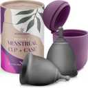 EcoBlossom Reusable Menstrual Cup and Case - The Most Reliable Medical Grade Silicone Period Cups - Comfortably use for 12 Hours (Small/Large (Pack of 2), Gray Cup & Case)