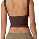 QINSEN Women's Sexy Open Back Sleeveless Crop Tank High Neck Slim Fit Cropped Tee Shirt Y2k Tops Medium