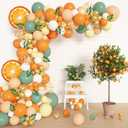 Amandir 151pcs Little Cutie Baby Shower Decorations, Yellow Sage Green Orange Balloon Arch Garland kit with Foil Orange Balloons Willow Leaves for Fruit Theme Birthday Party Supplies