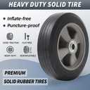 GICOOL 8" x 2" Flat-Free Solid Rubber Tire and Wheel with Ball Bearings and 5/8" Axle Bore Hole, 2" Offset Hub, For Hand Truck Dolly Trolley Garden Wagon Cart Generator Replacement Tire, 2 Pack