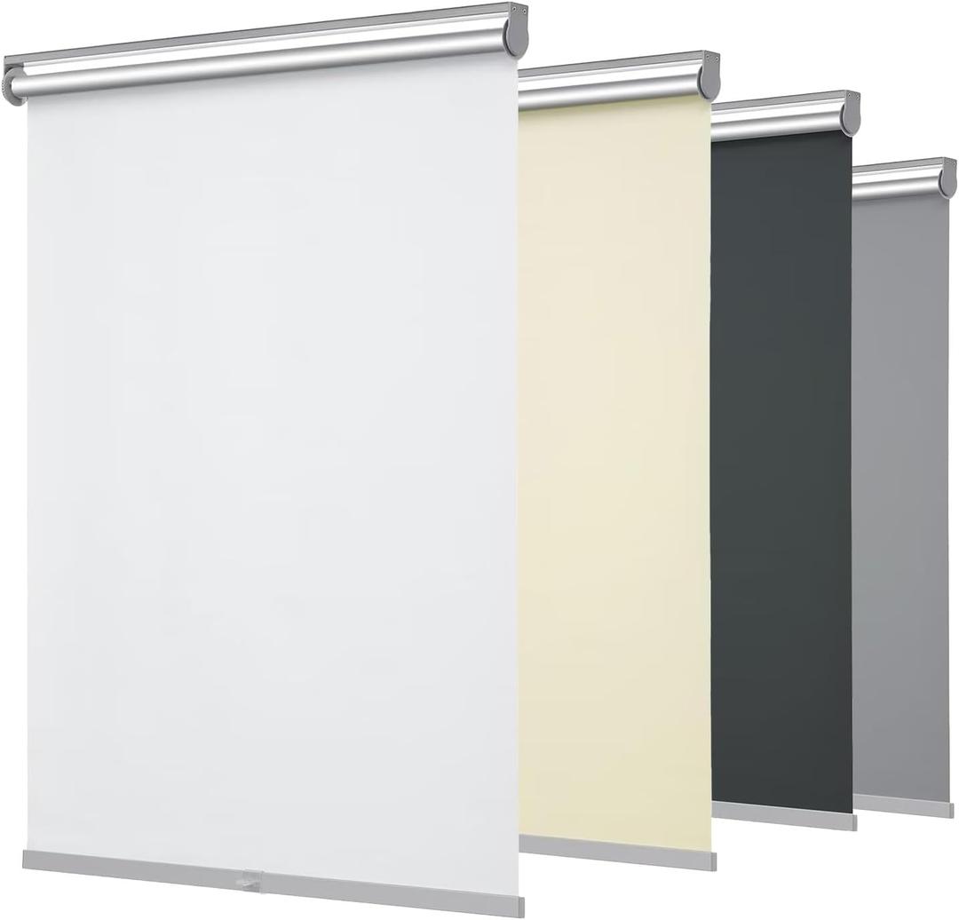 Changshade Cordless Blackout Roller Shades Blinds for Windows,Free-Stop Shades with Valance,Thermal Insulated UV Protection Waterproof Roll Up Window Blinds for Home,Office,White,30" W x 72" H
