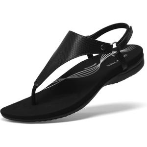 DREAM PAIRS Women's Flat Sandals Arch Support Orthopedic Comfortable Soft Cushion Summer T-Strap Walking Thong Sandals, 6.5