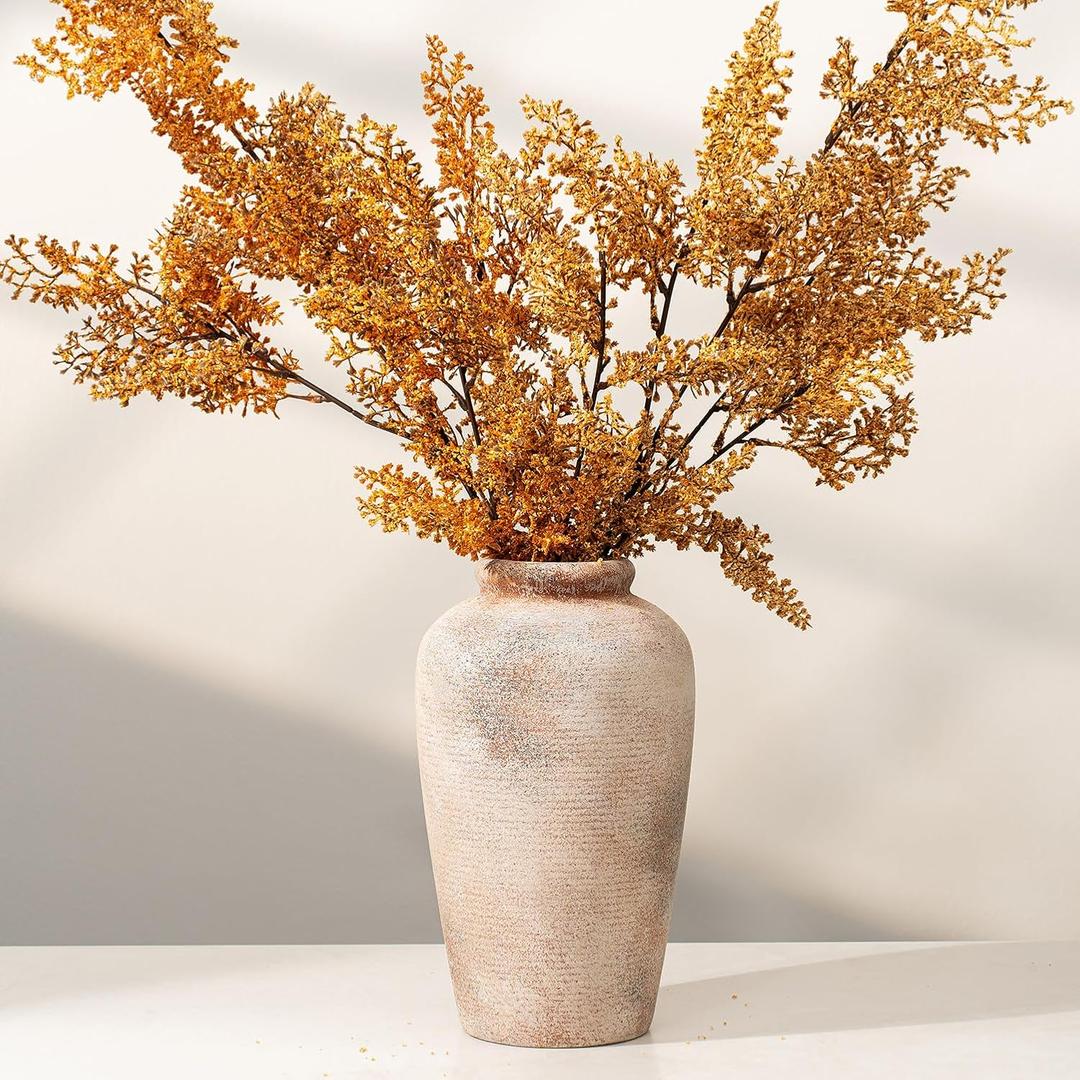 10.8 Inch Tall Vintage Ceramic Flower Vase,Rustic Farmhouse Vase for Home Decor,Distressed Decorative Terracotta Vase for Table Entryway Mantel Centerpiece Bookshelf Living Room (101-terracotta)