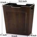 TOPZEA Bamboo Waste Basket, Rectangular Narrow Trash Can with Handles, Wooden Slim Wastebasket Small Garbage Cans for Bathroom, Bedroom, Kitchen, Craft Room, Office, RVs, 10.5"x6"x11"