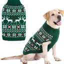 KOOLTAIL Christmas Dog Sweater, Cold Weather Pullover Classic Knitwear, Reindeer Snowflake Pattern Thick Warm Winter Pet Clothes, Cable Knit Sweaters for Small Medium Large Dogs Boy Girl, Green L/XL
