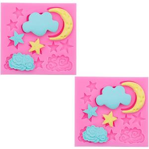 2 Pcs Moon and Star Molds Silicone, Moon Star Cloud Chocolate Molds, Cloud Fondant Mold for Chocolate Candy Baking Sugar Cakes Decorating