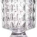MCMCNCUIU Crystal Clear Glass Vase, Large Vase for Flowers, Pedestal Glass Vase for Living Room, Bedroom, Dining Table, Birthday, Wedding, 7 inch (Checkboard)