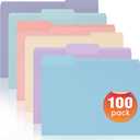 100 Packs File Folders Letter Size, 8.5 x 11 Colored File Folders 1/3 Cut Tab for Easy Labeling, for Home, Office, School Filing