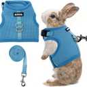 AIITLE Adjustable Rabbit and Leash Set - Lightweight & Portable, Padded Vest with Magic Tape Design, Indoor/Outdoor Use (Training, Hiking) - Fits Hamsters, Rats, Iguanas, Puppies, Cats, Blue M