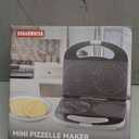 Mini Pizzelle Maker Machine with a 3'' Cutter, Mini Stroopwafel Iron, Bake 2 x 4'' Pizzelles or 3'' Stroopwafels, Excellent for Holiday, Party, Dessert Treat Making & More