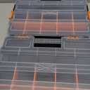 EMENTOL 2PCS Toolbox Organizer Sets, 20 Removable Dividers, Durable Plastic Box, Excellent for Screws, Nuts, Small Parts, 34-Compartment, Black/Orange, 2 Pieces Set