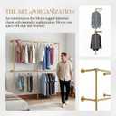 Gold Pipe Clothing Racks Wall Mount Gold Clothes Rack, Heavy Duty Industrial Pipe Clothes Racks Retail Display Hanging Rod for Closet Storage, Laundry Room