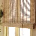 35" Wx72 H Bamboo Blinds Roller Shades for Indoor Windows, Blackout Bamboo Curtain Roll Up wiht Cord, Privacy Roman Shade for Interior/Exterior Windows, Mounting Hardware Included