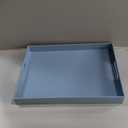 Light Blue Decorative Tray, Rectangular Large Serving Tray with Handles, Plastic Coffee Table Tray for Ottoman, Living Room, Kitchen Tabletop, 15.7 x 11.8 x1.6