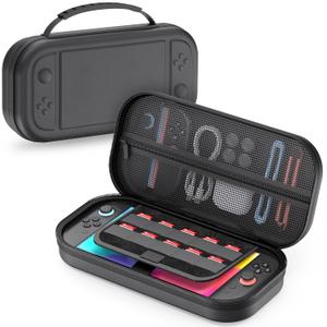 Switch 2 Large Capacity Carrying Case for Nintendo Switch 2 (2025), Portable PU Hard Travel Case with Pockets for Accessories and Game Cards, Slim Protective Bag for Switch 2 Holds 10 Game Cartridge (Black)