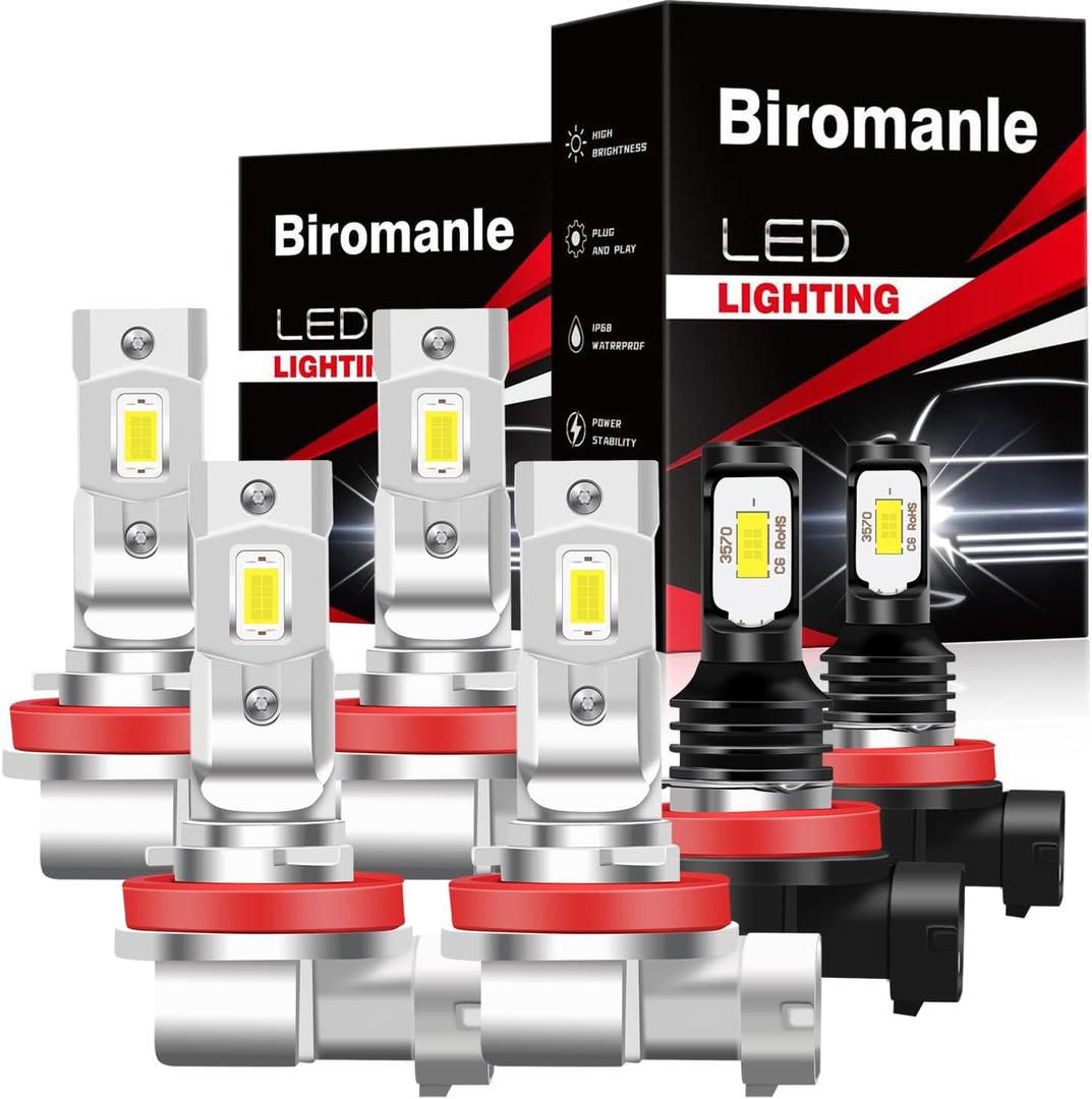 Compatible with 2015 2016 2017 2018 Nissan Murano bulbs, H9 High Beam H11 Low Beam+H11/H8 Fog Light Bulb Combo, 6000k white light,Turn signal bulbs(Pack of 6)