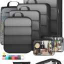 Veken 9/11 Set Compression Packing Cubes for Travel Essentials,Compressible Expandable Large Luggage Suitcase Organizer Bags for Clothing,Durable Space Saver Storage Bags with Toiletry Bags(Black)