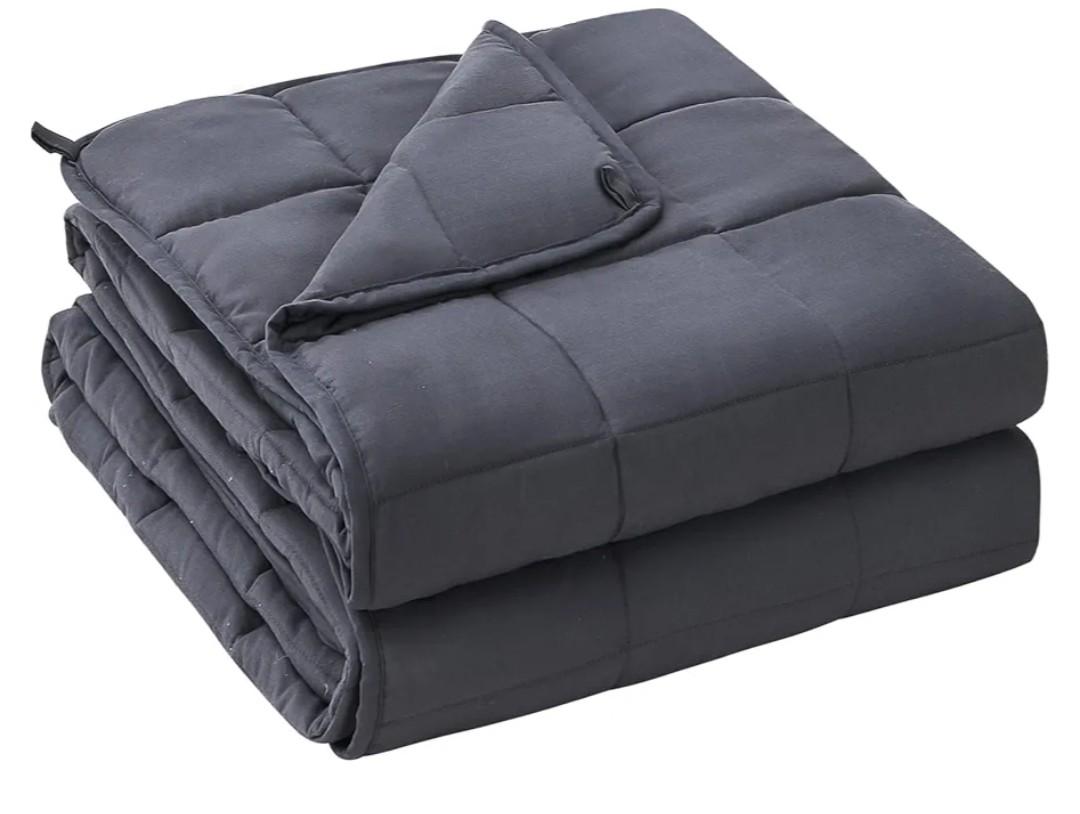 yescool Weighted Blanket for Adults (20 lbs, 60” x 80”, Grey) Cooling Heavy Blanket for Sleeping Perfect for 190-210 lbs, Queen Size Breathable Blanket with Premium Glass Bead, Machine Washable
