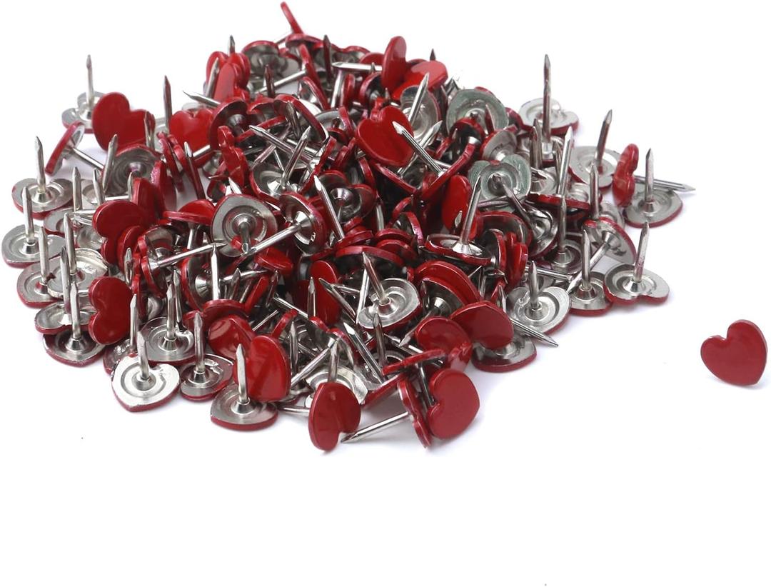 Crapyt Red Thumb Tacks Heart-Shaped 200pcs L13mm/0.51" Push Pin for Bulletin Board,Notice Board/Map Classroom Teacher Decorative Nails